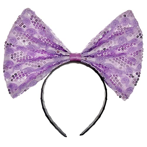 Btgghytr Stirnband für Damen und Mädchen, große Schleife, Haarreif, Pailletten, breite Krempe, für Kopfbedeckung, niedliches Haarband Btgghytr Stirnband für Damen und Mädchen, große Schleife, Haarreif, Pailletten, breite Krempe, für Kopfbedeckung, niedliches Haarband von Btgghytr