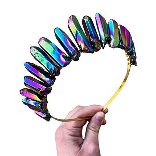Btgghytr Stirnband für Frauen Mädchen Königin Krone Stirnbänder Natürliche Kristall Haarbänder Damen Handgemachte Haarschmuck für Hochzeit Mond Hexe Party Kostüm Niedliches Haarband Haarschmuck von Btgghytr