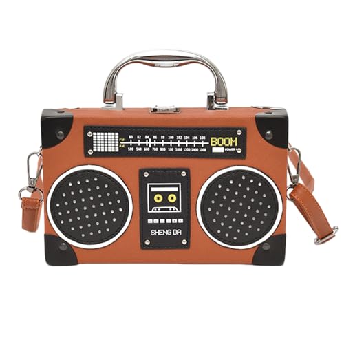 Btgghytr Umhängetasche aus PU-Leder für Damen, Radio-Form, Umhängetasche, Handtasche, Abendkupplungen, Geldbörsen, bandförmige von Btgghytr