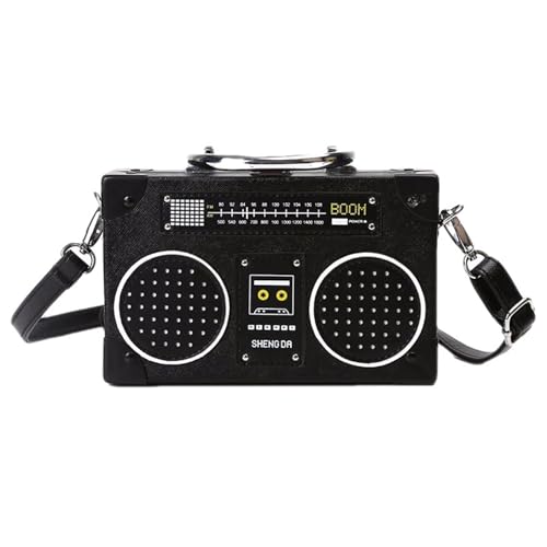 Btgghytr Umhängetasche aus PU-Leder für Damen, Radio-Form, Umhängetasche, Handtasche, Abendkupplungen, Geldbörsen, bandförmige von Btgghytr