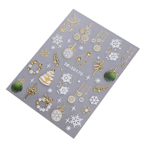 Weihnachts-Nagelaufkleber, selbstklebend, Schneeflocken, Nagelkunst-Aufkleber, Nagelkunst-Dekorationen für Winterparty Weihnachts-Nagelaufkleber, selbstklebend, Schneeflocken, Nagelkunst-Aufkleber, Nagelkunst-Dekorationen für Winterparty von Btgghytr