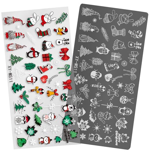 Weihnachtsserie Nägel Stamping Platten Nägel Kunst Stamping Schablone Schneeflocke Maniküre Druck Hirsch Nägel Stamp-Platte von Btgghytr