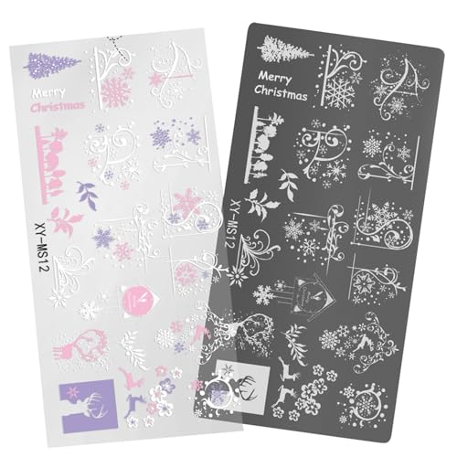 Weihnachtsserie Nägel Stamping Platten Nägel Kunst Stamping Schablone Schneeflocke Maniküre Druck Hirsch Nägel Stamp-Platte von Btgghytr