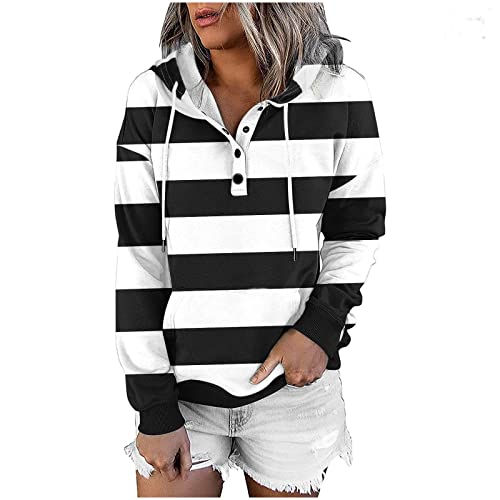 Btlankou Damen Übergroße Sweatshirt Hoodie Damen Oversize Mit Kapuze Gestreift Hoodie Sweatshirts Kapuze Bluse Tops Drucken Pullover Hoodie Sport Jogging Sport Style von Btlankou