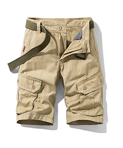 Btmpmcs Herren Cargo Shorts Klassischer Baumwolle Kurze Hosen Sommer Bermuda Vintage Chino Shorts Outdoor Sport Freizeithose Atmungsaktiv Arbeitshose mit 6 Taschen ohne Guertel von Btmpmcs