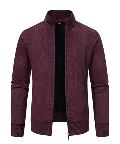 Btmpmcs Herren Strickjacke Cardigan mit Stehkragen Klobig Strickwaren Klassischer Pullover Fleece Gefüttert Warme Winterjacke Freizeit Langarm Sweatjacke Übergangsjacke Freizeitjacke von Btmpmcs