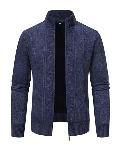 Btmpmcs Herren Strickjacke Cardigan mit Stehkragen Klobig Strickwaren Klassischer Pullover Fleece Gefüttert Warme Winterjacke Freizeit Langarm Sweatjacke Übergangsjacke Freizeitjacke von Btmpmcs