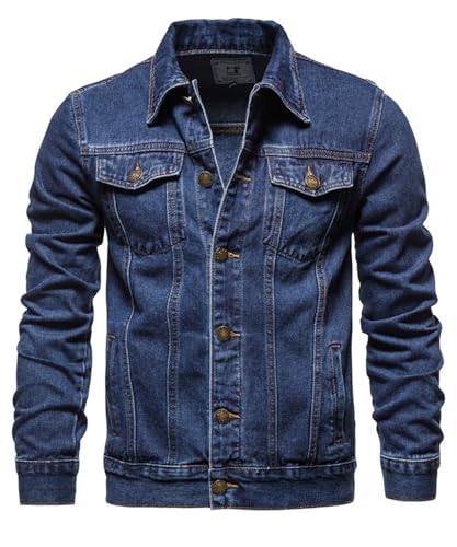 Btmpmcs Herren Classics Jeansjacke Vintage Denim Trucker Jacket Gewaschener Cowboy Übergangsjacke Baumwolle Denim Jacke für Frühling und Herbst Western Motorrad Biker Jeans Mantel Outerwear von Btmpmcs