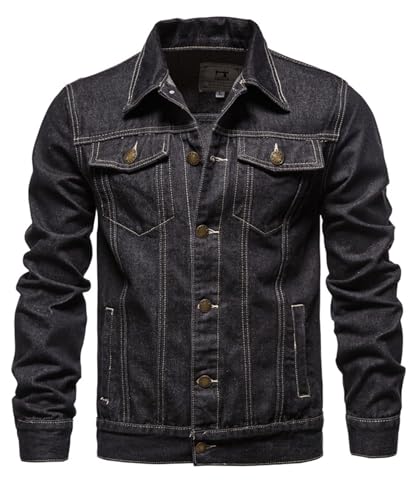 Btmpmcs Herren Classics Jeansjacke Vintage Denim Trucker Jacket Gewaschener Cowboy Übergangsjacke Baumwolle Denim Jacke für Frühling und Herbst Western Motorrad Biker Jeans Mantel Outerwear von Btmpmcs