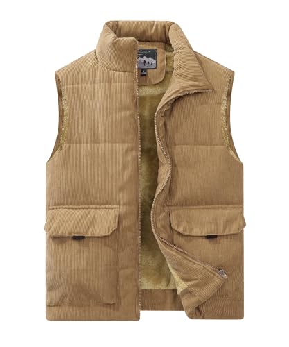 Btmpmcs Herren Fleeceweste mit mehreren Taschen Leicht Steppweste Winter Warme Outdoor Dicke Weste Winddicht Ärmellos Jacke Anglerweste Freizeitweste Arbeitsweste Sportweste von Btmpmcs