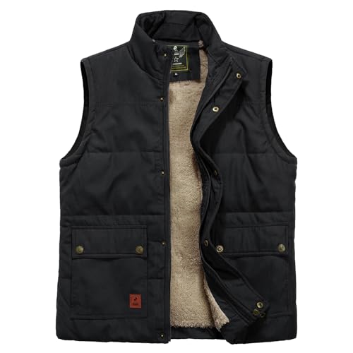Btmpmcs Herren Fleeceweste mit mehreren Taschen Leicht Steppweste Winter Warme Outdoor Dicke Weste Winddicht Ärmellos Jacke Anglerweste Freizeitweste Arbeitsweste Sportweste von Btmpmcs