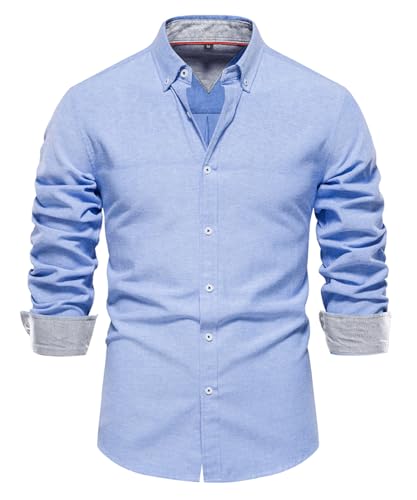 Btmpmcs Herren Hemd Langarm Freizeithemd Baumwolle Businesshemd Button-Down Sommer Hemden Casual Leinenhemd Regular fit Bügelleichte Oberteile Men Shirts Strandhemd Sommerhemd von Btmpmcs