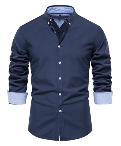 Btmpmcs Herren Hemd Langarm Freizeithemd Baumwolle Businesshemd Button-Down Sommer Hemden Casual Leinenhemd Regular fit Bügelleichte Oberteile Men Shirts Strandhemd Sommerhemd von Btmpmcs