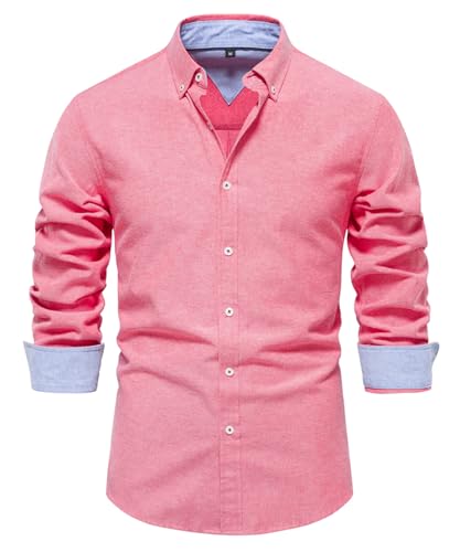 Btmpmcs Herren Hemd Langarm Freizeithemd Baumwolle Businesshemd Button-Down Sommer Hemden Casual Leinenhemd Regular fit Bügelleichte Oberteile Men Shirts Strandhemd Sommerhemd von Btmpmcs