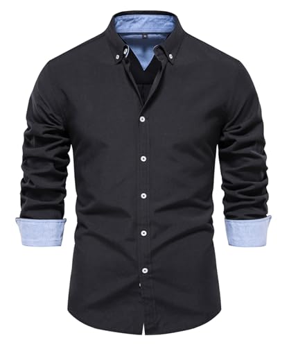 Btmpmcs Herren Hemd Langarm Freizeithemd Baumwolle Businesshemd Button-Down Sommer Hemden Casual Leinenhemd Regular fit Bügelleichte Oberteile Men Shirts Strandhemd Sommerhemd von Btmpmcs