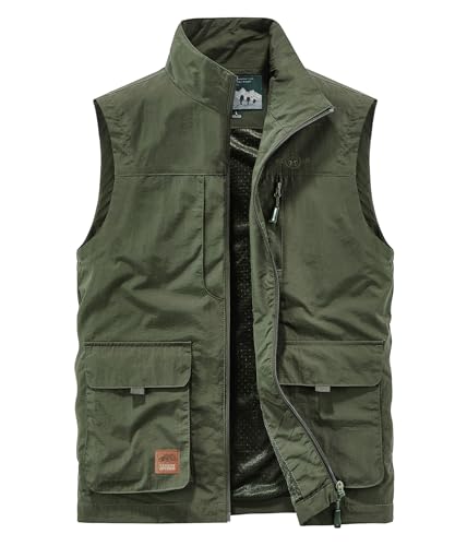 Btmpmcs Herren Outdoor Weste Leicht Atmungsaktiv Schnelltrocknende Anglerweste Freizeitweste mit Vielen Taschen Sommer Ärmellose Jacke Winddicht Sport Multifunktionsweste für Camping Fotografie von Btmpmcs