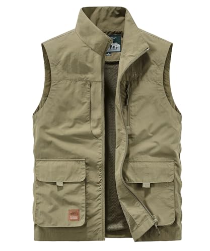 Btmpmcs Herren Outdoor Weste Leicht Atmungsaktiv Schnelltrocknende Anglerweste Freizeitweste mit Vielen Taschen Sommer Ärmellose Jacke Winddicht Sport Multifunktionsweste für Camping Fotografie von Btmpmcs