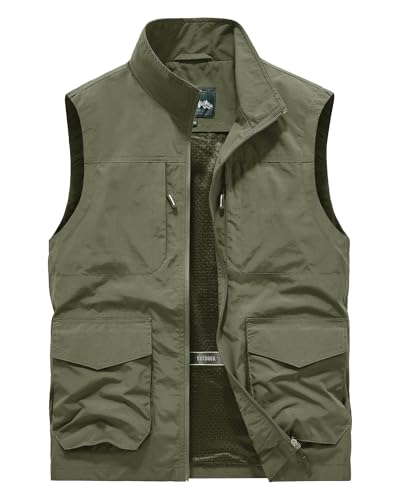 Btmpmcs Herren Outdoor Weste Leicht Atmungsaktiv Schnelltrocknende Anglerweste Freizeitweste mit Vielen Taschen Sommer Ärmellose Jacke Winddicht Sport Multifunktionsweste für Camping Fotografie von Btmpmcs