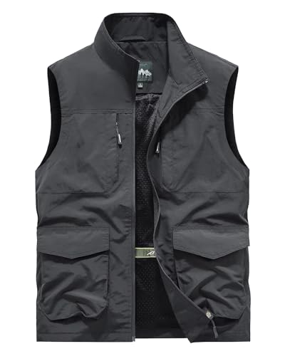 Btmpmcs Herren Outdoor Weste Leicht Atmungsaktiv Schnelltrocknende Anglerweste Freizeitweste mit Vielen Taschen Sommer Ärmellose Jacke Winddicht Sport Multifunktionsweste für Camping Fotografie von Btmpmcs