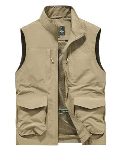 Btmpmcs Herren Outdoor Weste Leicht Atmungsaktiv Schnelltrocknende Anglerweste Freizeitweste mit Vielen Taschen Sommer Ärmellose Jacke Winddicht Sport Multifunktionsweste für Camping Fotografie von Btmpmcs