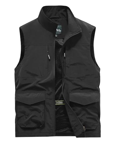 Btmpmcs Herren Outdoor Weste Leicht Atmungsaktiv Schnelltrocknende Anglerweste Freizeitweste mit Vielen Taschen Sommer Ärmellose Jacke Winddicht Sport Multifunktionsweste für Camping Fotografie von Btmpmcs
