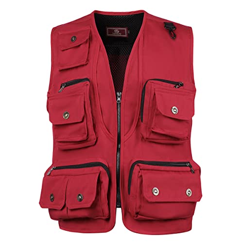Btmpmcs Herren Outdoor Anglerweste mit vielen Taschen Atmungsaktiv Baumwolle Weste Freizeit Multifunktionsweste Jagd Camping Fotografie Wandern Jacke Ärmellos von Btmpmcs