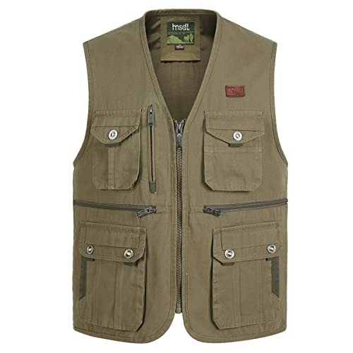 Btmpmcs Herren Outdoor Arbeitsweste mit Vielen Taschen Leicht Atmungsaktiv Anglerweste Jagd Fotografie Camping Wandern Weste Ärmellos Freizeit Jacke von Btmpmcs