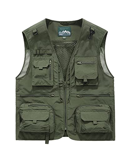 Btmpmcs Herren Outdoor Weste Freizeit Schnelltrocknende Anglerweste mit vielen Taschen Sommer Ärmellos Jacke Leicht Fotografie Sport Weste Camping Jagd Wandern Multifunktionsweste von Btmpmcs