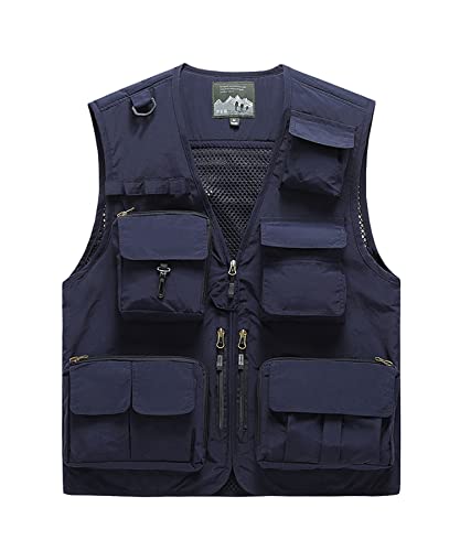 Btmpmcs Herren Outdoor Weste Freizeit Schnelltrocknende Anglerweste mit vielen Taschen Sommer Ärmellos Jacke Leicht Fotografie Sport Weste Camping Jagd Wandern Multifunktionsweste von Btmpmcs