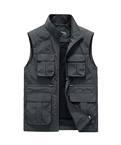 Btmpmcs Herren Outdoor Weste Leicht Atmungsaktiv Anglerweste Schnelltrocknend Multifunktionsweste Freizeit Ärmellos Jacke Sport Weste Camping Fotografie Weste mit Mehreren Taschen von Btmpmcs