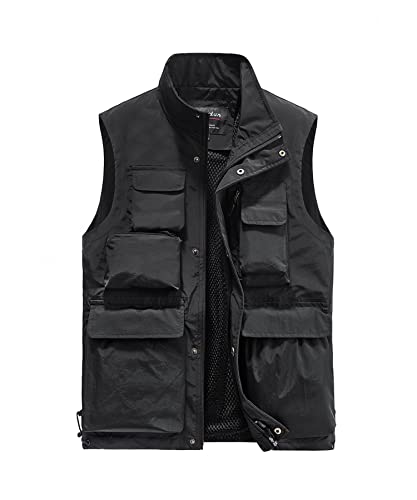 Btmpmcs Herren Outdoor Weste Leicht Atmungsaktiv Anglerweste Schnelltrocknend Multifunktionsweste Freizeit Ärmellos Jacke Sport Weste Camping Fotografie Weste mit Mehreren Taschen von Btmpmcs