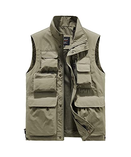 Btmpmcs Herren Outdoor Weste Leicht Atmungsaktiv Anglerweste Schnelltrocknend Multifunktionsweste Freizeit Ärmellos Jacke Sport Weste Camping Fotografie Weste mit Mehreren Taschen von Btmpmcs