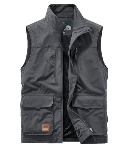 Btmpmcs Herren Outdoor Weste Leicht Atmungsaktiv Schnelltrocknende Anglerweste Freizeitweste mit Vielen Taschen Sommer Ärmellose Jacke Winddicht Sport Multifunktionsweste für Camping Fotografie von Btmpmcs