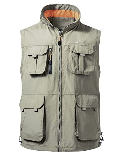 Btmpmcs Herren Outdoor Weste Schnelltrocknende Leicht Anglerweste Atmungsaktiv Fotografie Jagd Safari Weste Winddichte ärmellose Jacke mit vielen Tasche von Btmpmcs