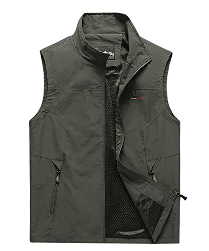 Btmpmcs Herren Outdoor Weste mit Vielen Taschen Schnelltrocknende Anglerweste Leicht Atmungsaktiv Ärmellose Jacke Jagd Fotografie Camping Weste Nylon Multifunktionsweste von Btmpmcs