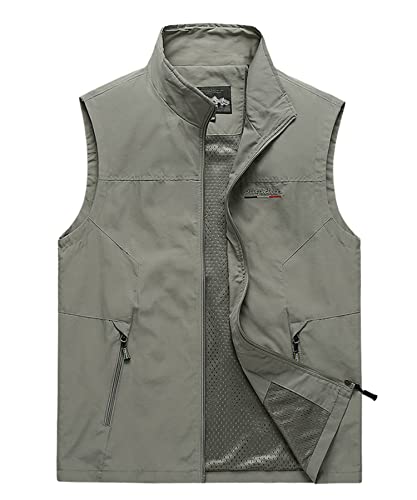 Btmpmcs Herren Outdoor Weste mit Vielen Taschen Schnelltrocknende Anglerweste Leicht Atmungsaktiv Ärmellose Jacke Jagd Fotografie Camping Weste Nylon Multifunktionsweste von Btmpmcs