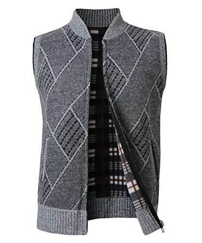 Btmpmcs Herren Pullunder Strickweste Fleece-Fütterung Ärmellose Dicke Cardigan Gestrickt Strickjacke Mit Reißverschluss Übergangsjacke Warme Winterjacke Sweatjacke von Btmpmcs