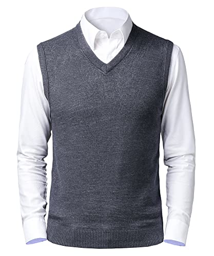 Btmpmcs Herren Pullunder Weste Ärmellose Strickweste V-Ausschnitt Wollweste Herbst Winter Gestrickt Pullover Lässige Feinstrick Pulloverwestee für Klassische Gentleman von Btmpmcs