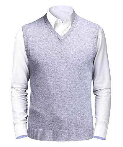 Btmpmcs Herren Pullunder Weste Ärmellose Strickweste V-Ausschnitt Wollweste Herbst Winter Gestrickt Pullover Lässige Feinstrick Pulloverwestee für Klassische Gentleman von Btmpmcs