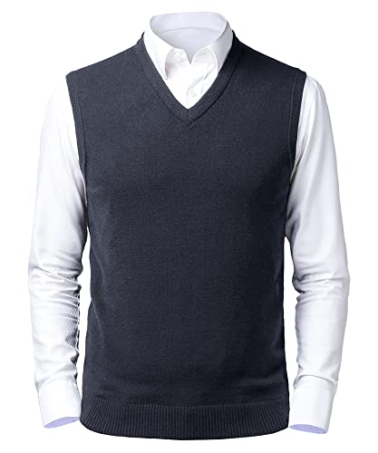 Btmpmcs Herren Pullunder Weste Ärmellose Strickweste V-Ausschnitt Wollweste Herbst Winter Gestrickt Pullover Lässige Feinstrick Pulloverwestee für Klassische Gentleman von Btmpmcs