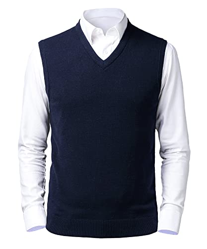 Btmpmcs Herren Pullunder Weste Ärmellose Strickweste V-Ausschnitt Wollweste Herbst Winter Gestrickt Pullover Lässige Feinstrick Pulloverwestee für Klassische Gentleman von Btmpmcs