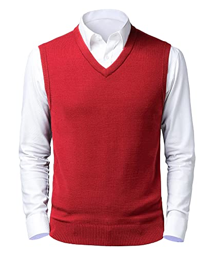 Btmpmcs Herren Pullunder Weste Ärmellose Strickweste V-Ausschnitt Wollweste Herbst Winter Gestrickt Pullover Lässige Feinstrick Pulloverwestee für Klassische Gentleman von Btmpmcs