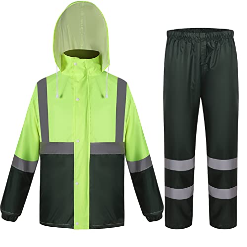 Btmpmcs Herren Regenjacke Leicht Wasserdicht Faltbare Regenmantel mit Kapuze Atmungsaktiv Regenhose Regenbekleidung Reflektierend Regenjacke von Btmpmcs