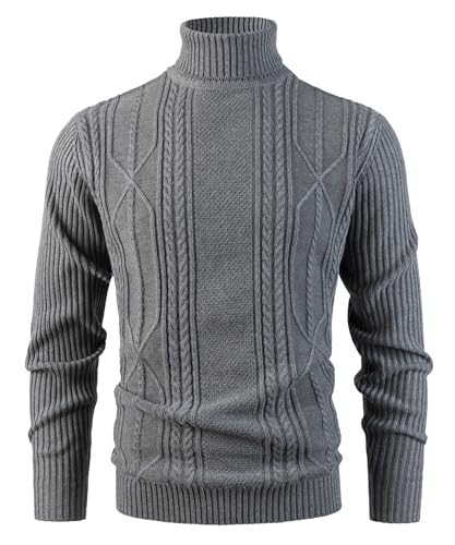 Btmpmcs Herren Rollkragen Pullover Kabelstrick Lässig Warm Langärmelig Sweater Slim fit Basic Männer Pullover Winterpullover Warm Oberteile von Btmpmcs