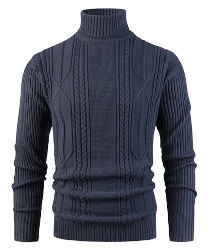 Btmpmcs Herren Rollkragen Pullover Kabelstrick Lässig Warm Langärmelig Sweater Slim fit Basic Männer Pullover Winterpullover Warm Oberteile von Btmpmcs