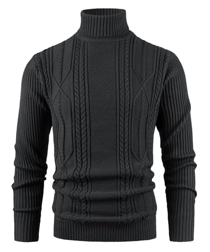 Btmpmcs Herren Rollkragen Pullover Kabelstrick Lässig Warm Langärmelig Sweater Slim fit Basic Männer Pullover Winterpullover Warm Oberteile von Btmpmcs