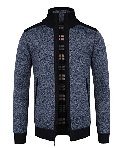 Btmpmcs Herren Strickjacke Cardigan Pullover mit Stehkragen und Reißverschluss Winter Fleece-gefüttert Warm Dicker Strickpullover Übergangsjacke Winterjacke von Btmpmcs