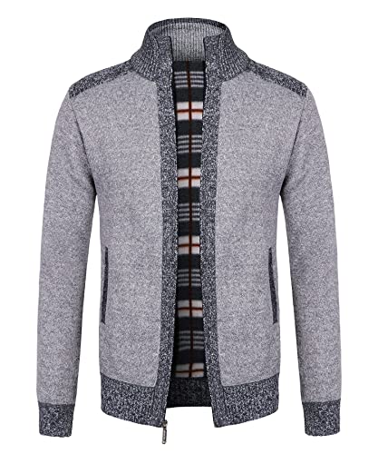 Btmpmcs Herren Strickjacke Cardigan Pullover mit Stehkragen und Reißverschluss Winter Fleece-gefüttert Warm Dicker Strickpullover Übergangsjacke Winterjacke Btmpmcs Herren Strickjacke Cardigan Pullover mit Stehkragen und Reißverschluss Winter Fleece-gefüttert Warm Dicker Strickpullover Übergangsjacke Winterjacke von Btmpmcs