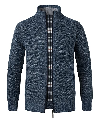 Btmpmcs Herren Strickjacke Cardigan Pullover mit Stehkragen und Reißverschluss Winter Fleece-gefüttert Warm Dicker Strickpullover Übergangsjacke Winterjacke… von Btmpmcs