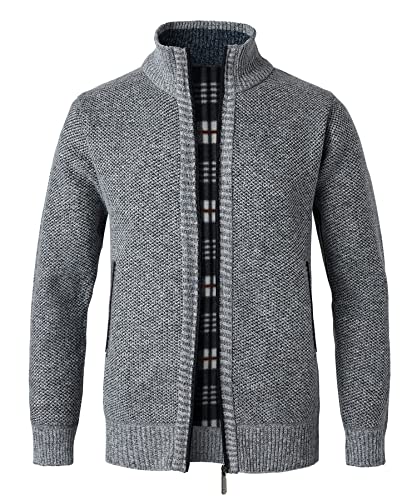 Btmpmcs Herren Strickjacke Cardigan Pullover mit Stehkragen und Reißverschluss Winter Fleece-gefüttert Warm Dicker Strickpullover Übergangsjacke Winterjacke… von Btmpmcs